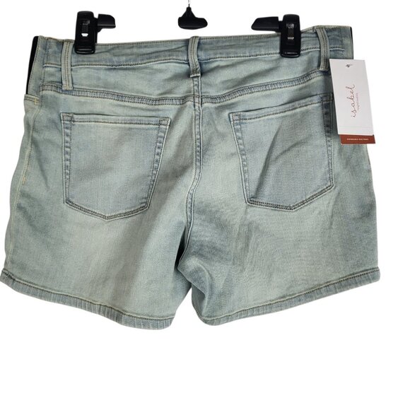 Isabel Maternity Denim Jean Shorts Womens Size 8 Midi Short Stretch Sides NWT - Picture 2 of 5